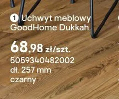 Uchwyt meblowy GoodHome Dukkah dł. 257mm czarny promocja w Castorama