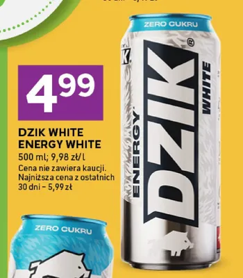 Napój energetyczny Dzik White Energy White promocja w Stokrotka