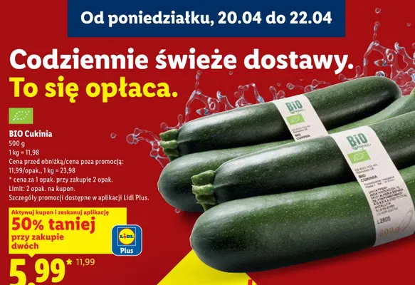 Cukinia BIO promocja w Lidl