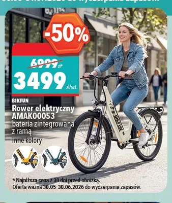 Rower elektryczny BIKFUN AMAK00053 bateria zintegrowana z ramą promocja w Biedronka Home