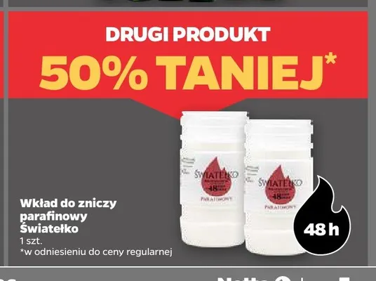 Wkład do zniczy parafinowy Światełko 48h promocja w Netto