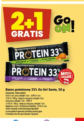 Baton proteinowy 33% Go On! Sante Caramel promocja w Twój Market