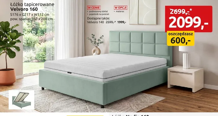 Łóżko tapicerowane Velvoro 160 promocja w Black Red White
