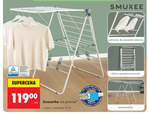 Suszarka na pranie Smukee 17 m promocja w Biedronka