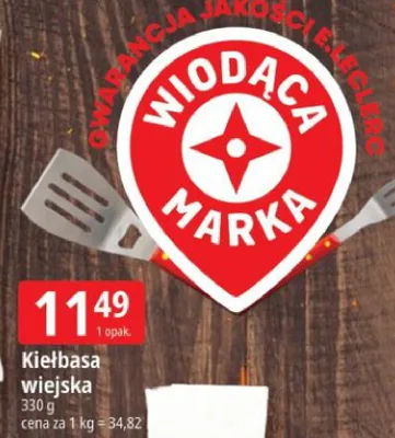 Kiełbasa wiejska Wiodąca Marka promocja w Leclerc