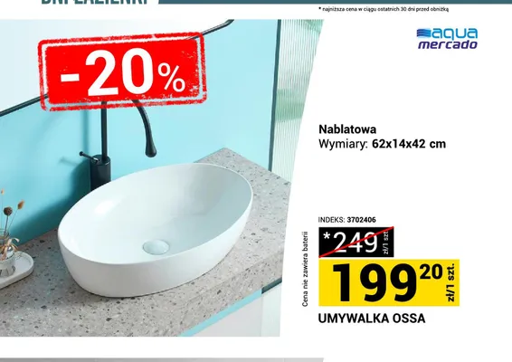 Umywalka nablatowa Aqua Mercado Ossa promocja w Merkury Market