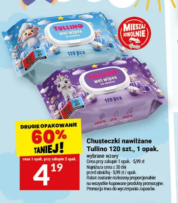 Chusteczki nawilżane Tullino promocja w Twój Market