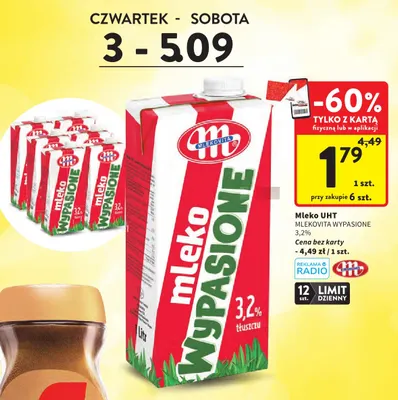 Mleko UHT Mlekovita Wypasione 3,2% promocja w Intermarche
