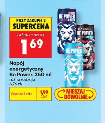 Napój energetyczny Be Power Zero Sugar Pomegranate promocja w Biedronka