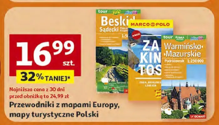 Przewodniki z mapami Europy, mapy turystyczne Polski promocja w Auchan
