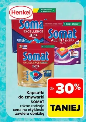 Kapsułki do zmywarki Somat Excellence 3in1 promocja w Carrefour