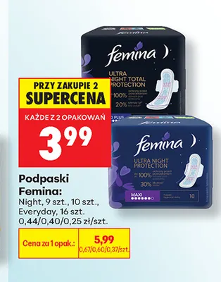 Podpaski Femina Everyday 16 szt. promocja w Biedronka