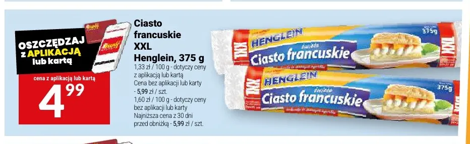Ciasto francuskie XXL Henglein promocja w Twój Market