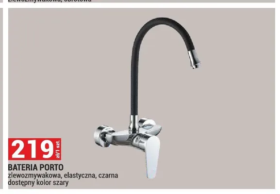Bateria zlewozmywakowa Invena Porto elastyczna czarna promocja w Merkury Market