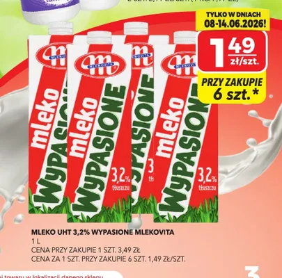 Mleko UHT 3,2% wypasione Mlekovita promocja w Top Market