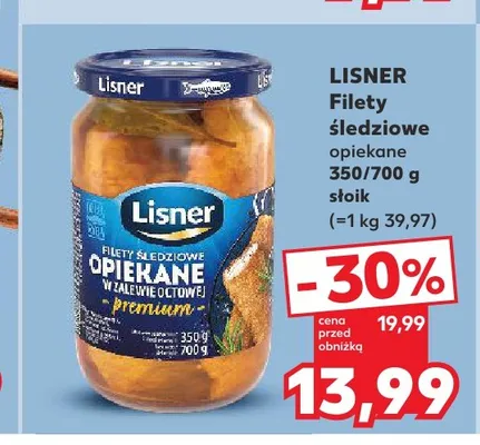 Filety śledziowe opiekane w zalewie octowej Lisner promocja w Kaufland