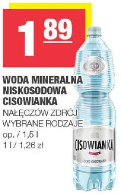 Woda mineralna niskogazowana Cisowianka promocja w SPAR