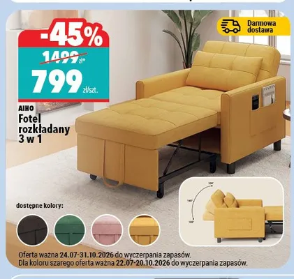 Fotel rozkładany Aiho 3 w 1 promocja w Biedronka Home