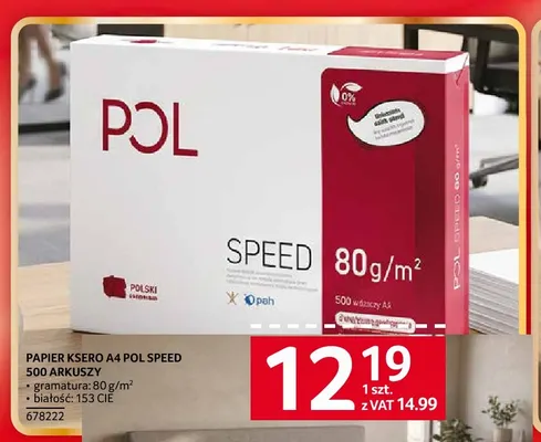Papier ksero A4 Pol Speed 500 arkuszy promocja w Selgros