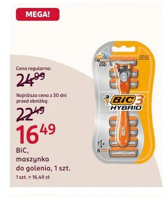 Maszynka do golenia BIC 3 Hybrid promocja w Rossmann