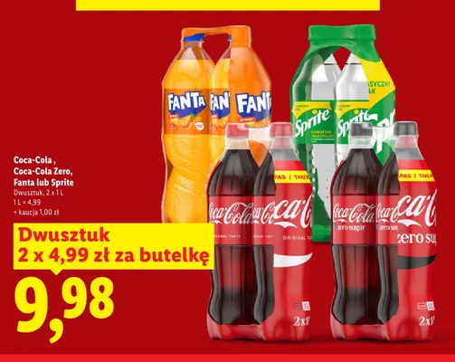 Napój gazowany Coca-Cola Zero 2-pak 1 l promocja w Lidl