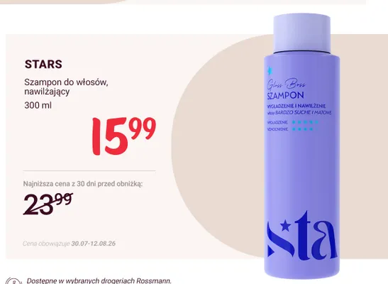 Szampon do włosów nawilżający STARS promocja w Rossmann