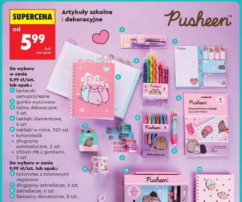 Flamastry dwustronne Pusheen 8 szt. promocja w Biedronka