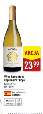 Wino białe wytrawne Somontano Capilla del Pueyo promocja w Aldi
