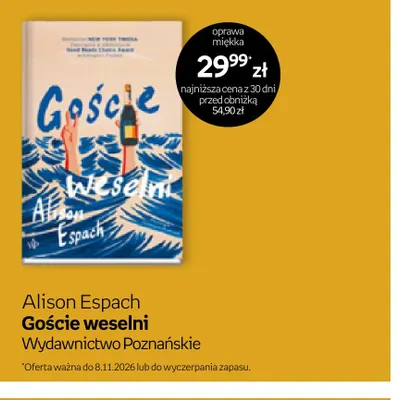 Książka Goście weselni Alison Espach Wydawnictwo Poznańskie promocja w Empik