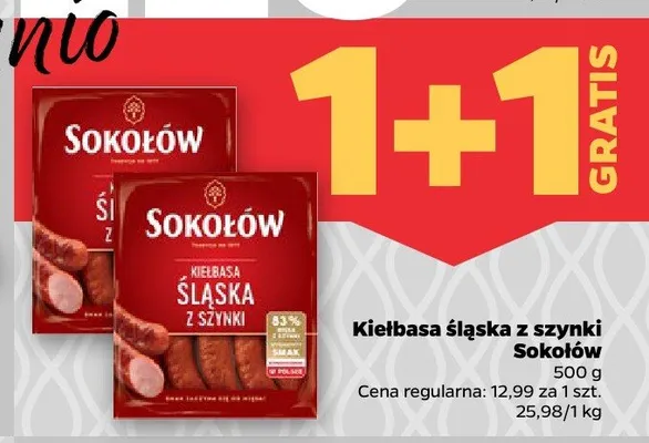 Kiełbasa śląska z szynki Sokołów promocja w Netto