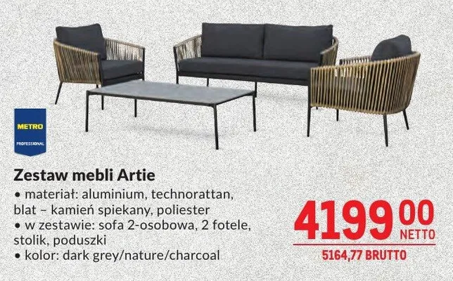 Zestaw mebli ogrodowych Artie promocja w Makro