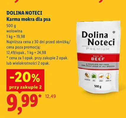 Karma mokra dla psa wołowina Dolina Noteci promocja w Lidl