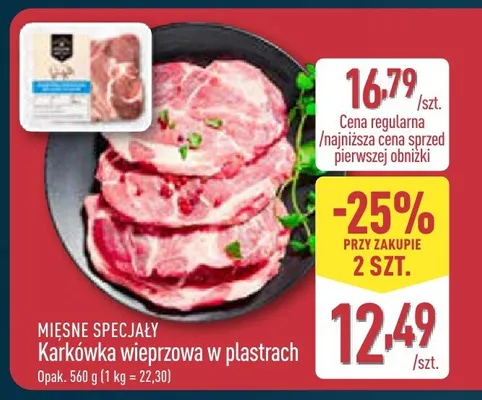 Karkówka wieprzowa w plastrach promocja w Aldi