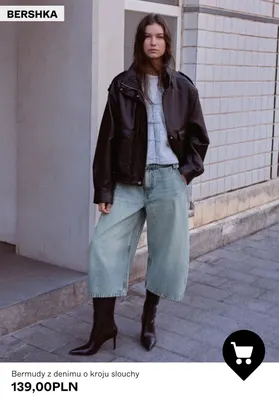 Bermudy z denimu o kroju slouchy Bershka promocja w Bershka
