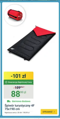 Śpiwór turystyczny 4F promocja w ERLI