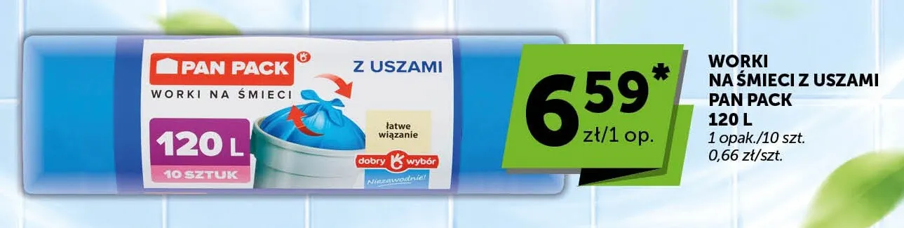 Worki na śmieci z uszami Pan Pack 120 l promocja w ABC
