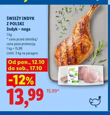 Indyk noga Świeży Indyk z Polski promocja w Lidl