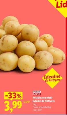 Ziemniaki polskie jadalne do Airfryera promocja w Lidl