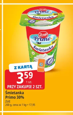 Śmietanka Zott Primo 30% promocja w Leclerc