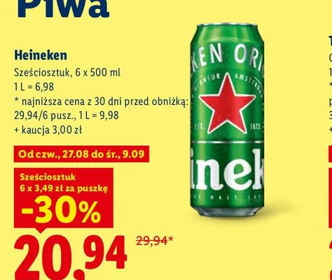 Piwo Heineken 6-pak 500 ml promocja w Lidl