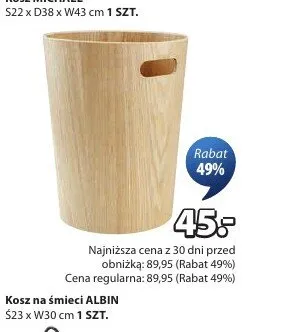 Kosz na śmieci ALBIN S23xW30cm promocja w Jysk