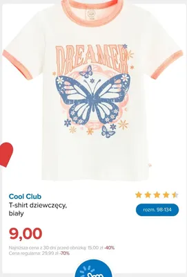 T-shirt dziewczęcy Cool Club biały promocja w Smyk