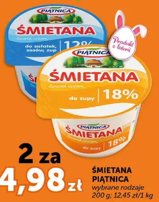 Śmietana Piątnica wybrane rodzaje promocja w Euro Sklep
