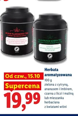 Herbata aromatyzowana zielona z cytryną ananasem i imbirem promocja w Lidl