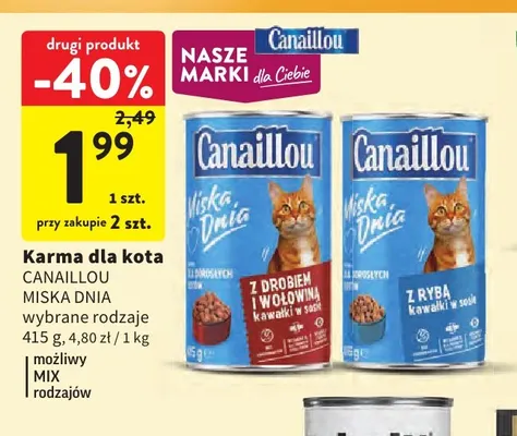 Karma dla kota Canaillou Miska Dnia z drobiem i wołowiną promocja w Intermarche