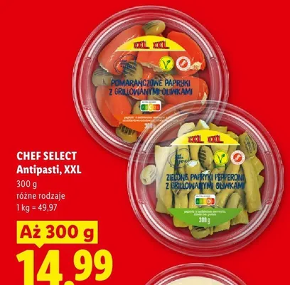 Antipasti Chef Select pomarańczowe papryki z grillowanymi oliwkami XXL promocja w Lidl