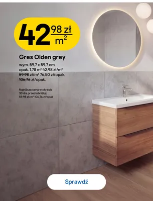 Gres Olden grey 59,7x59,7 cm promocja w Castorama