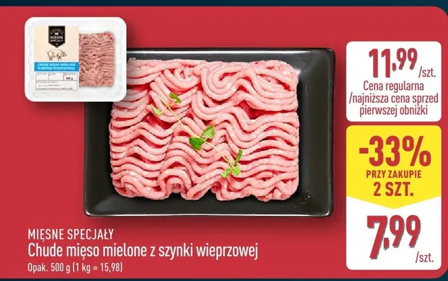 Mięso mielone chude z szynki wieprzowej Aldi promocja w Aldi
