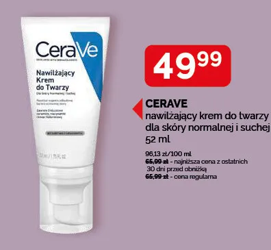 Nawilżający krem do twarzy CeraVe dla skóry normalnej i suchej promocja w Ziko Dermo