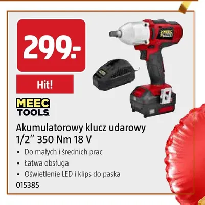 Akumulatorowy klucz udarowy 1/2" 350Nm Meec Tools promocja w Jula